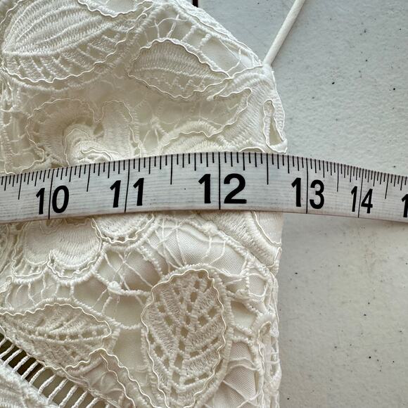 Self Portrait Womens Wedding Bridal Gown Dress Size 0 White Floral Lace Train - Picture 12 of 16